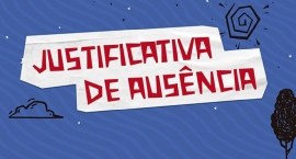 Imagem com fundo azul. Em destaque, o texto: "Justificativa de ausência".